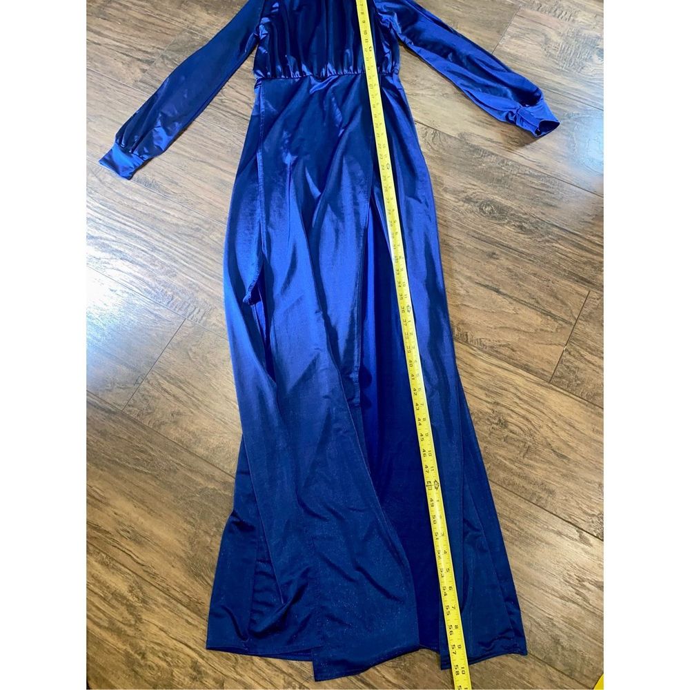 Navy High Neck Double Extreme Split Maxi Dress - Picture 7 of 8